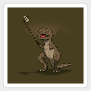 Funny Cute T-Rex Dinosaur Taking Selfie Funny Selfie Sticker